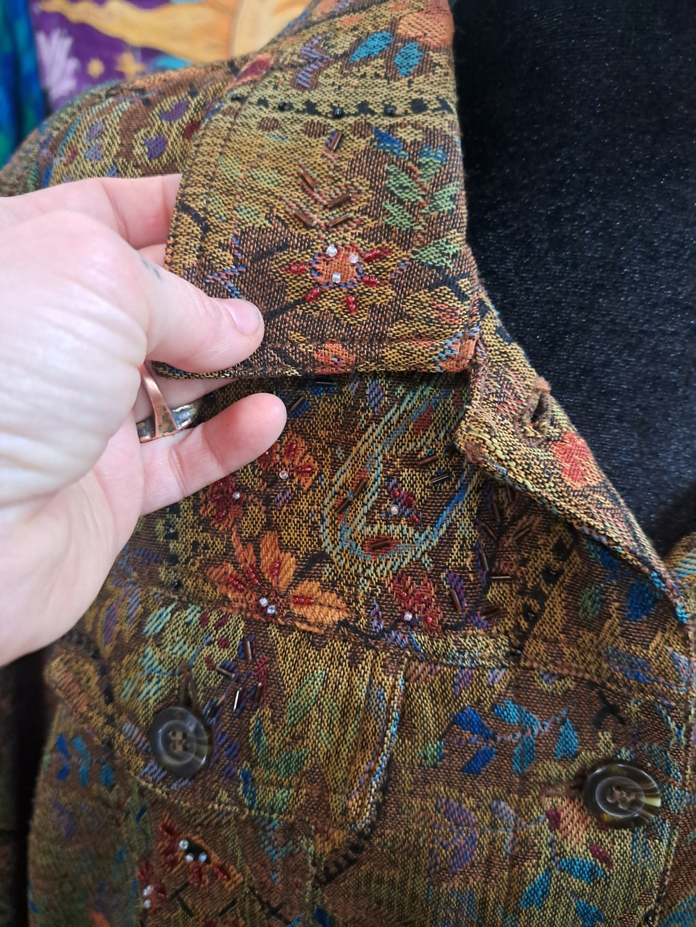 Tapestry Garden Beaded Paisley Jacket • Coldwater Creek 1X • Embellished Jacket - Picture 2 of 5